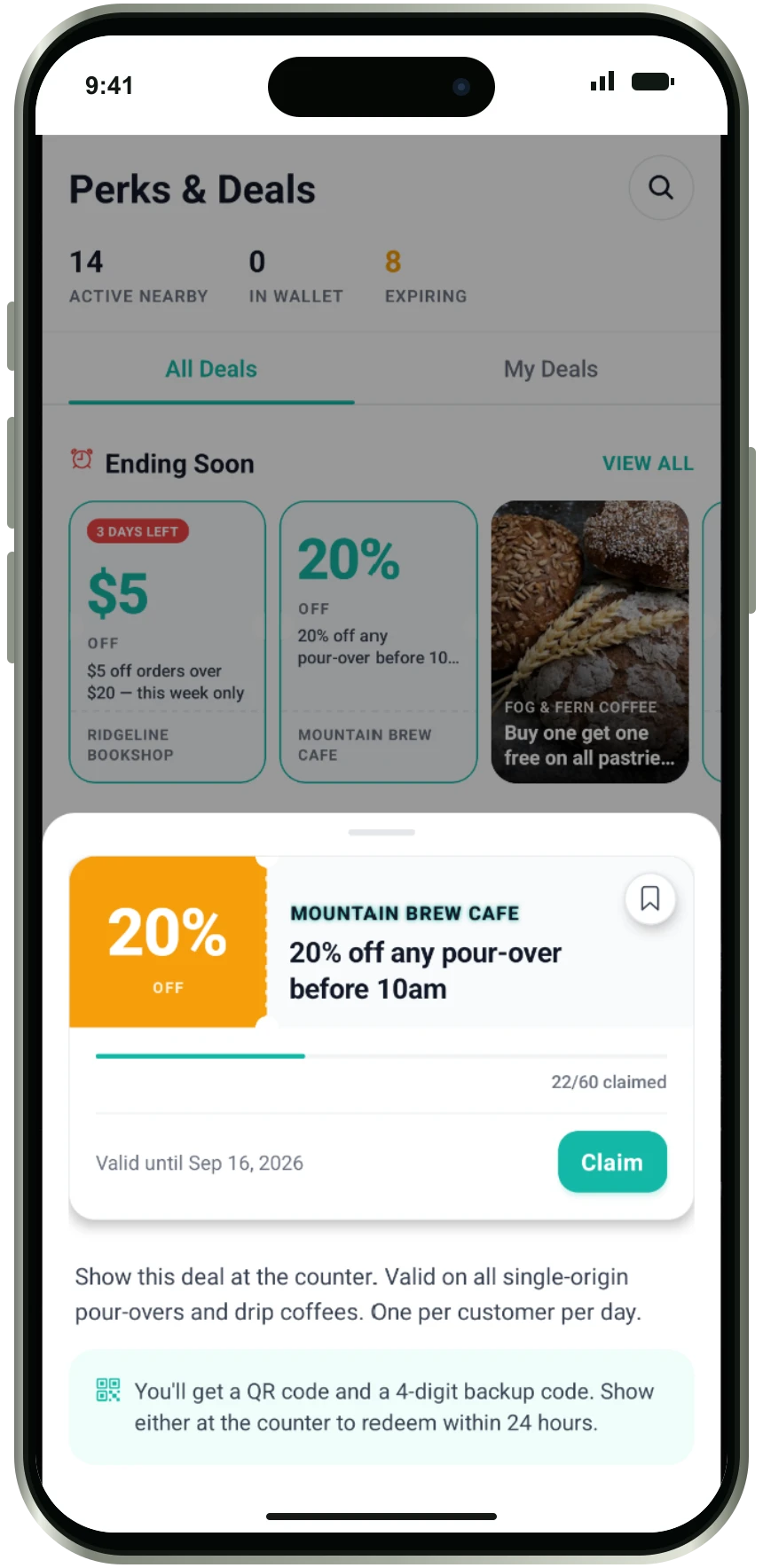 Local-Link perks app screenshot in an iPhone
